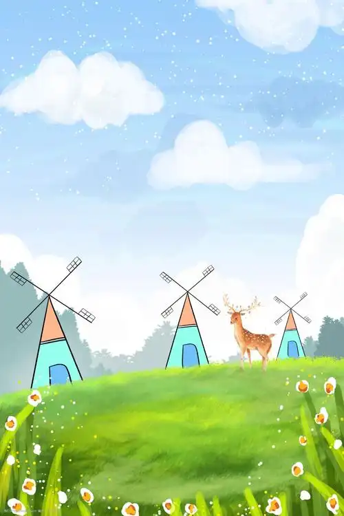 小清新手绘卡通春天风景海报图片-图行天下图库