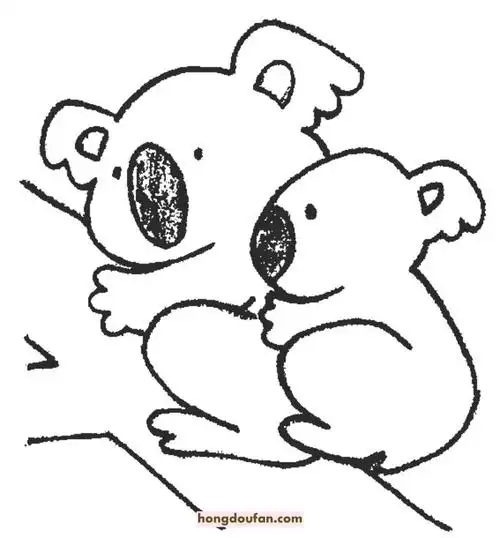 12张有趣的考拉简笔画填色图片大全