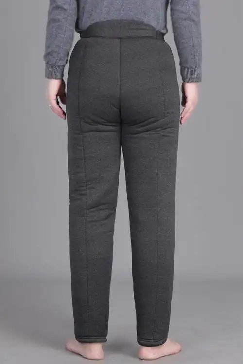 老人松紧带外裤男士老年保暖宽松棉裤中老年男裤驼绒加绒加厚爸爸高腰