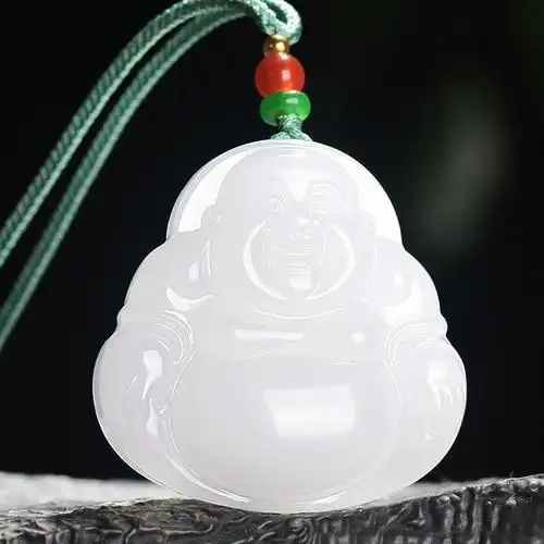 高品质天然和田玉羊脂白玉笑佛吊坠女款弥勒佛公玉坠挂件礼品批发