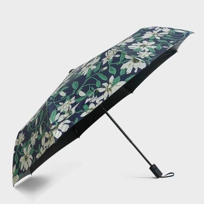 高档百合花太阳伞折叠晴雨伞遮阳伞黑胶防晒防紫外线女雨伞女复古