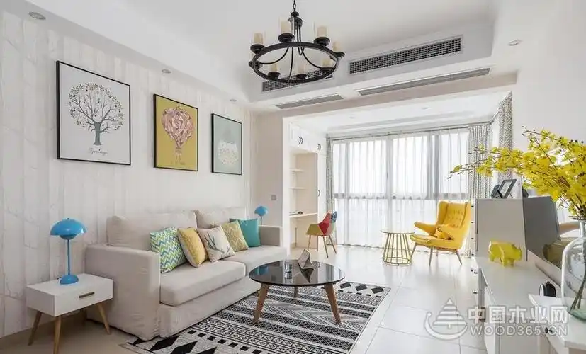 满满活力阳光小三房,90平米三室两厅装修效果图