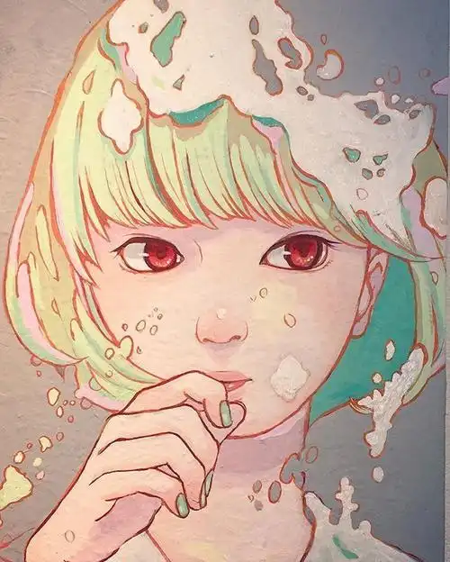 飞乐鸟分享# 破碎的少女,丙烯颜料画.