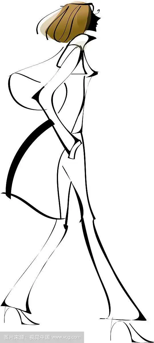 女人走路的侧视图