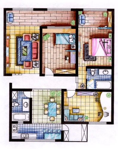 d日常收集的室内手绘图