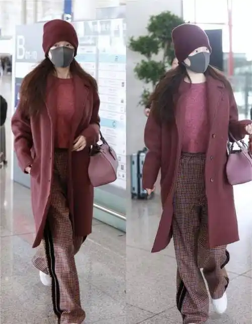 原创霍思燕这次的造型翻车了穿一身奶奶装现身机场看着老了十岁
