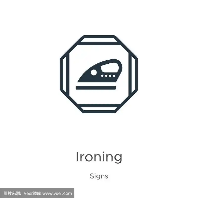 时尚平烫图标从标志收集孤立的白色背景.