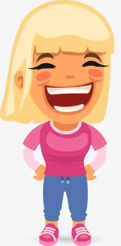 哈哈大笑女孩简笔画