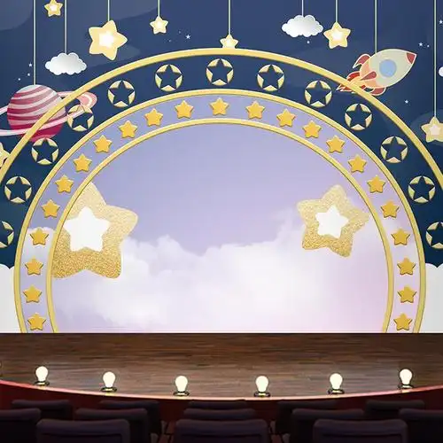 3d卡通儿童舞蹈舞台背景背景墙墙纸培训教育中心无纺布墙纸