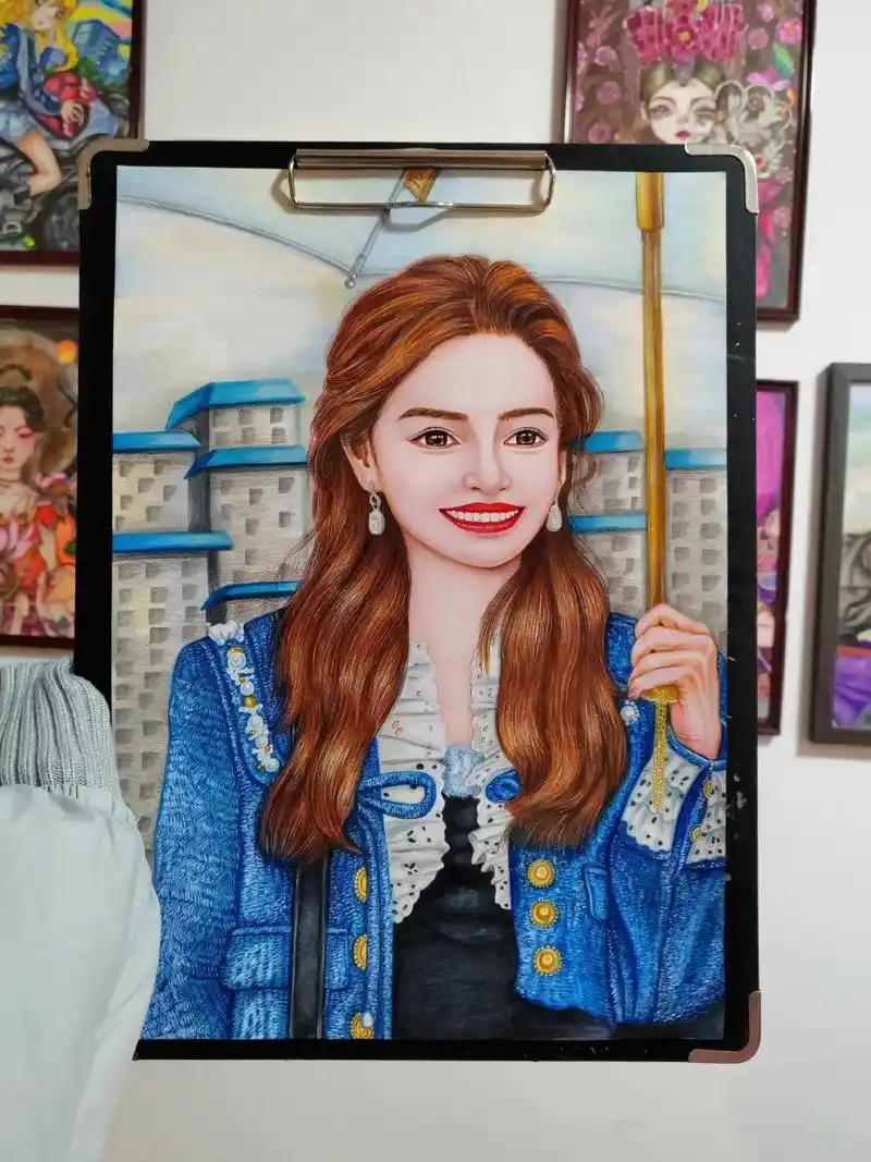 马克笔彩铅手绘人物肖像.终于完成了拖沓了半个月有了.# - 抖音