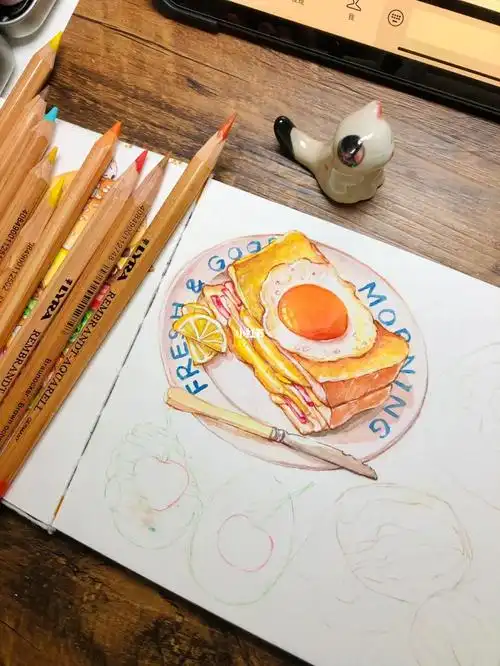 彩铅美食画早餐