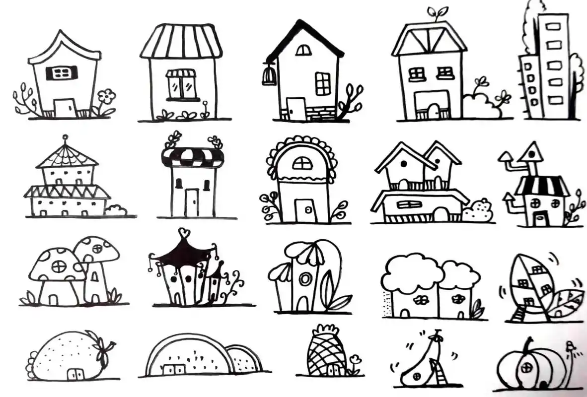 蜗牛创意房子9692创意简笔画素材分享