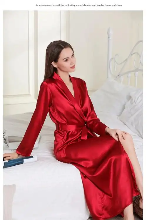 法国品牌kj重磅真丝晨袍女新娘婚礼结婚春夏丝绸吊带睡裙睡袍性感睡衣