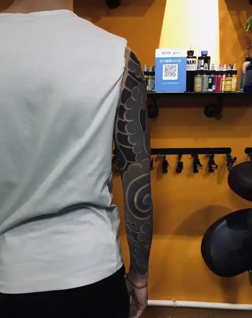 日式阿多福般若花臂纹身图片肩部手臂老传统新传统纹身图案