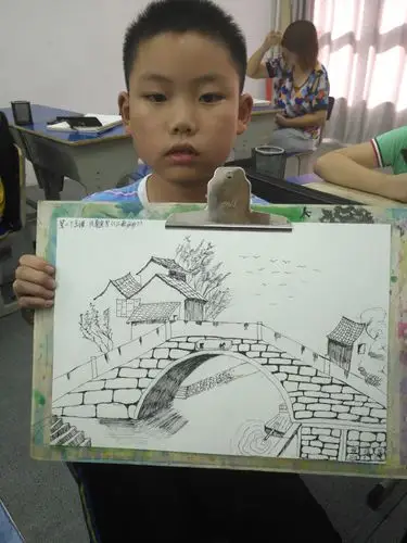 趣味素描色彩班速写《江南水乡》