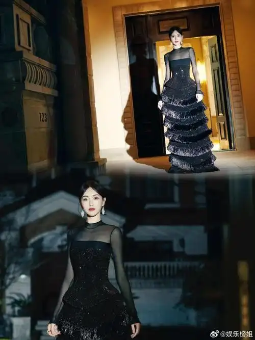 唐嫣肩颈线##唐嫣星光抹胸裙