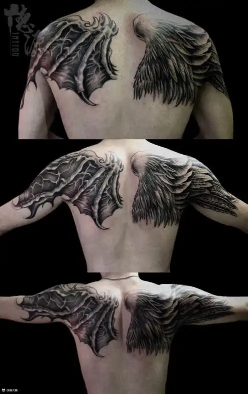 天使与恶魔_翅膀背部纹身图案大全 - 纹身大咖