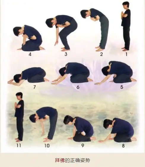 三拜九叩头正确动作,三叩九拜标准姿势图解