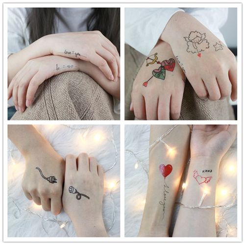 原创情侣纹身贴防水小图案个性花朵可爱情侣一对恋人永久一年防汗