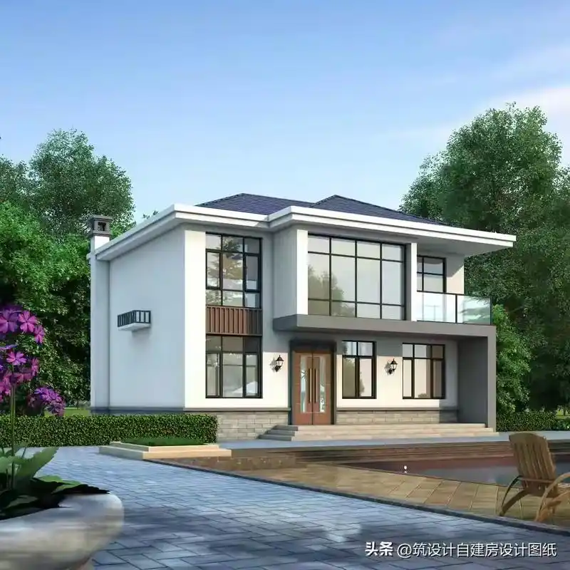 农村自建别墅分享.占地100平2层小别墅,造价便宜又好看,简 - 抖音