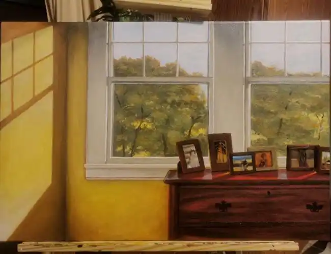 丙烯画喜欢阳光透过窗的慵懒午后