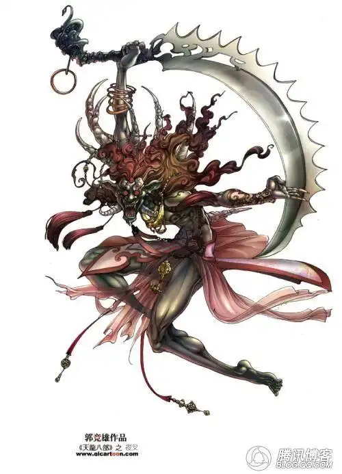 「夜叉」 "夜叉"是佛经中的一种鬼神,.