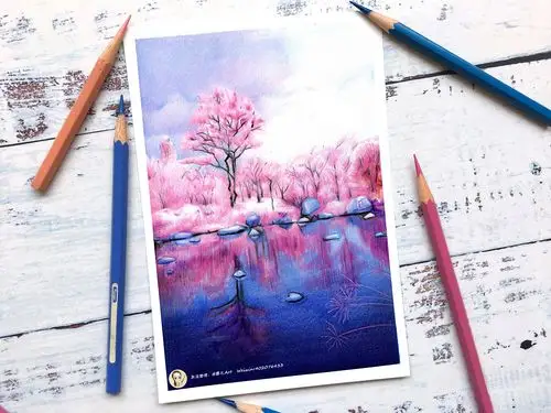 樱花树林|纯艺术|绘画|蓉儿art - 原创作品 - 站酷 (zcool)