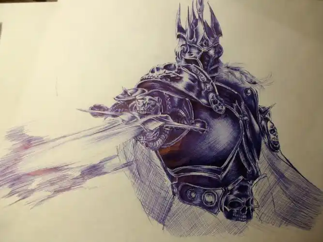 谁有魔兽争霸中的阿尔萨斯的的素描?发给我.(感谢!