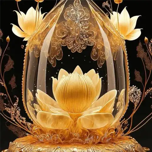 金色莲花好运头像 金闪闪带来好运的莲花头像图片_风水头像_头像屋