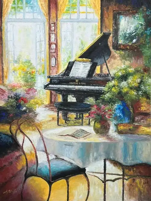 油画棒钢琴后附详细步骤图