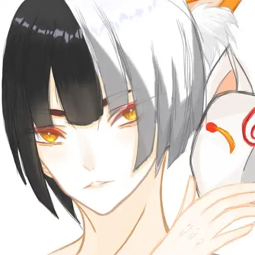 【半狐】人设:黑发人类,白发狐妖,半妖之狐.
