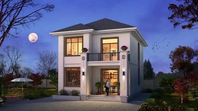 农村自建的两层别墅不到8米宽4个房间和1个大厅干净整洁相当不错