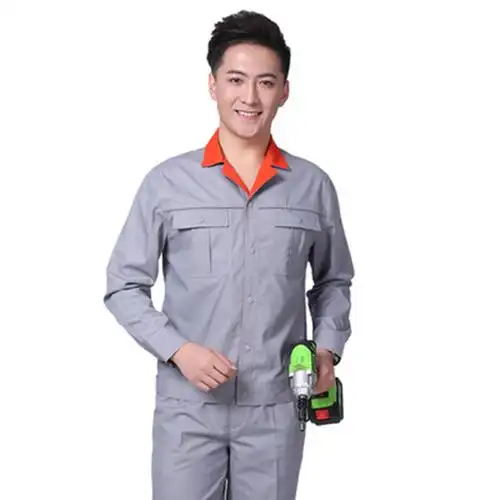 夏季薄款长袖工作服套装男汽修电工劳保服物业上班工人厂服
