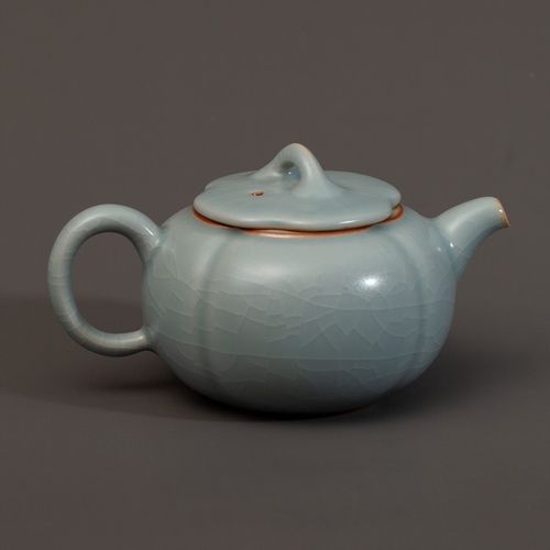 台湾柏采汝窑天青釉瓷器冰裂纹hr-158(天青三代)茶壶