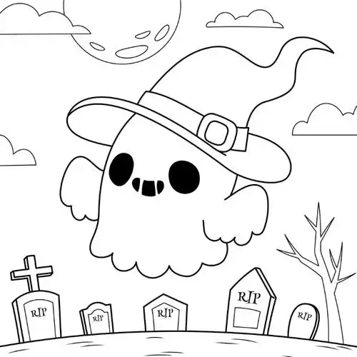 万圣节可爱幽灵简笔画0