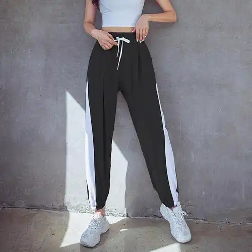岚纹夏季宽松束脚运动裤女休闲跑步薄款健身运动长裤