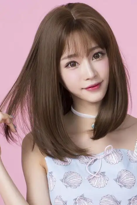 手织头皮假发女中分齐刘海长直发女短发波波头 bobo头