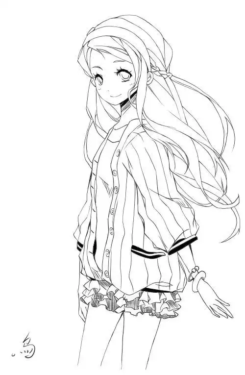 黑白线稿动漫人物线稿素材