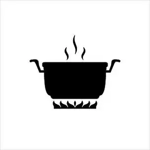 锅加热图标,煎锅上火图标矢量艺术插图