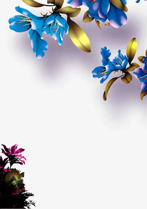 蓝色唯美花纹素材背景【高清装饰元素png素材】-90设计