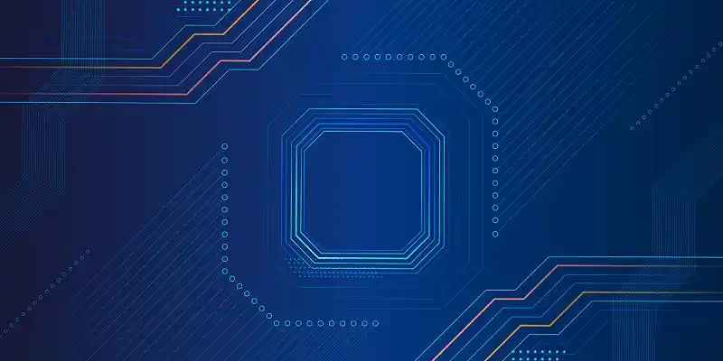 蓝色渐变科技感简约线条芯片展板背景