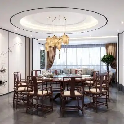 新中式餐厅包间免费3d模型