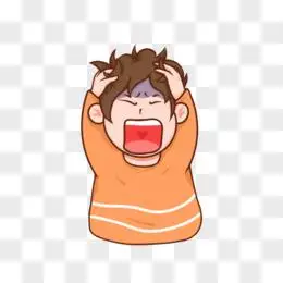 抓头疑问元素pngpsd手绘卡通气得跺脚的女孩表情包pngpsd卡通手绘牛气