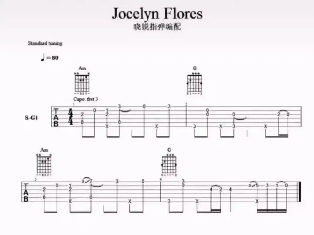 jocelyn flores 吉他谱 #吉他谱