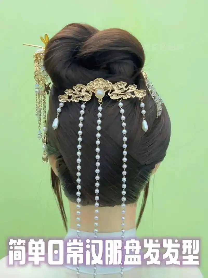 简单日常汉服发型教程,古风盘发造型教程 美好的一天从发型开始哦