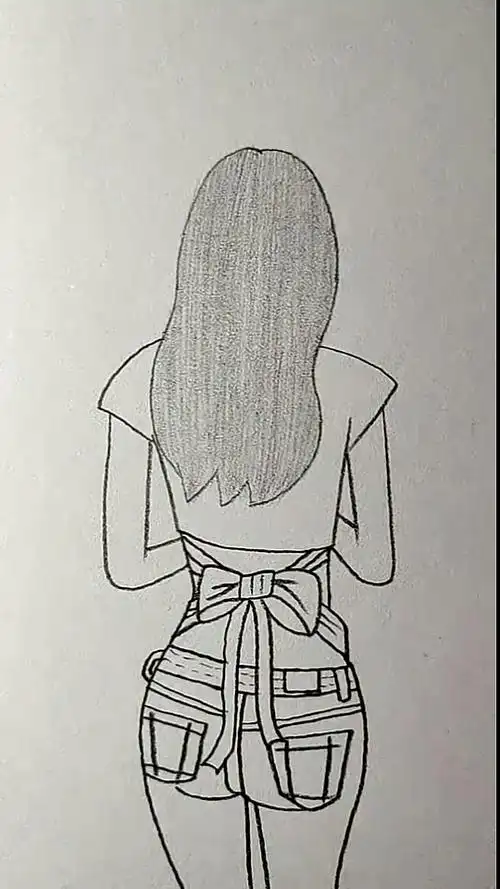 简笔画#画美丽的女孩背影