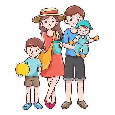 卡通家庭生活家庭教育一家四口插画素材png