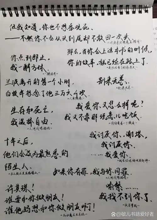 手写原耽虐心语录 有你的泪点吗