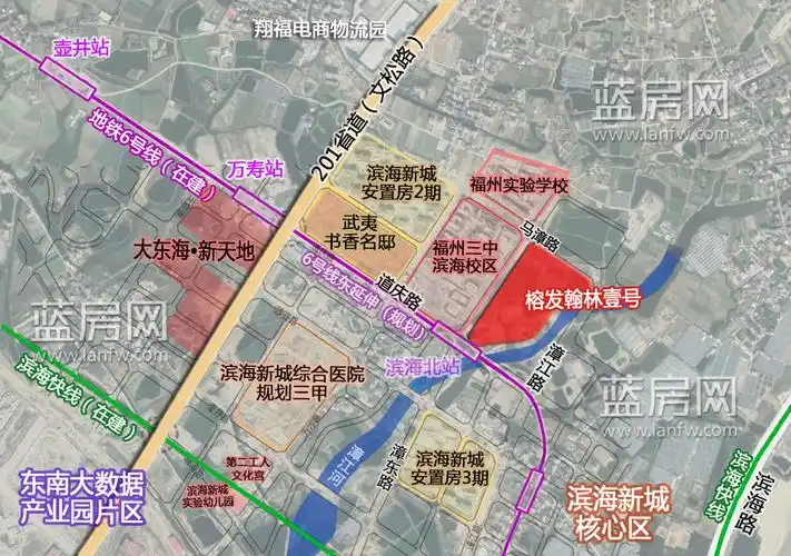 榕发翰林壹号位于福州滨海新城漳江路西侧,道庆路北侧,漳东路东侧,马