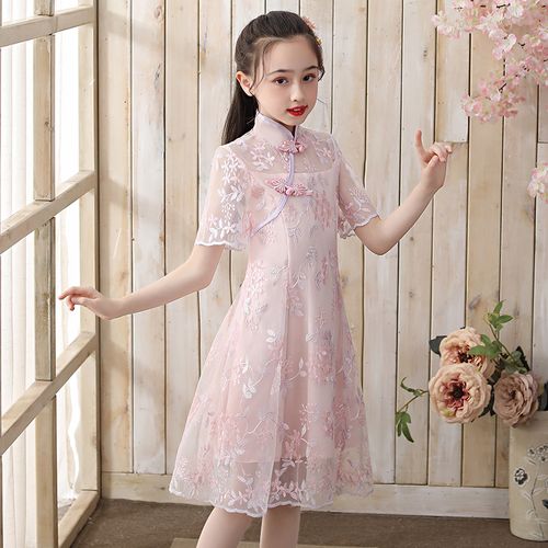 女童旗袍春夏薄款儿童唐装中国国风演出服小女孩旗袍